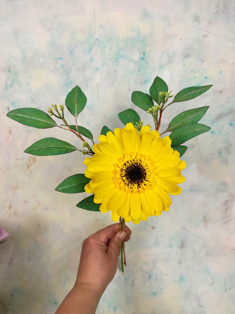 Gerbera és eukaliptusz